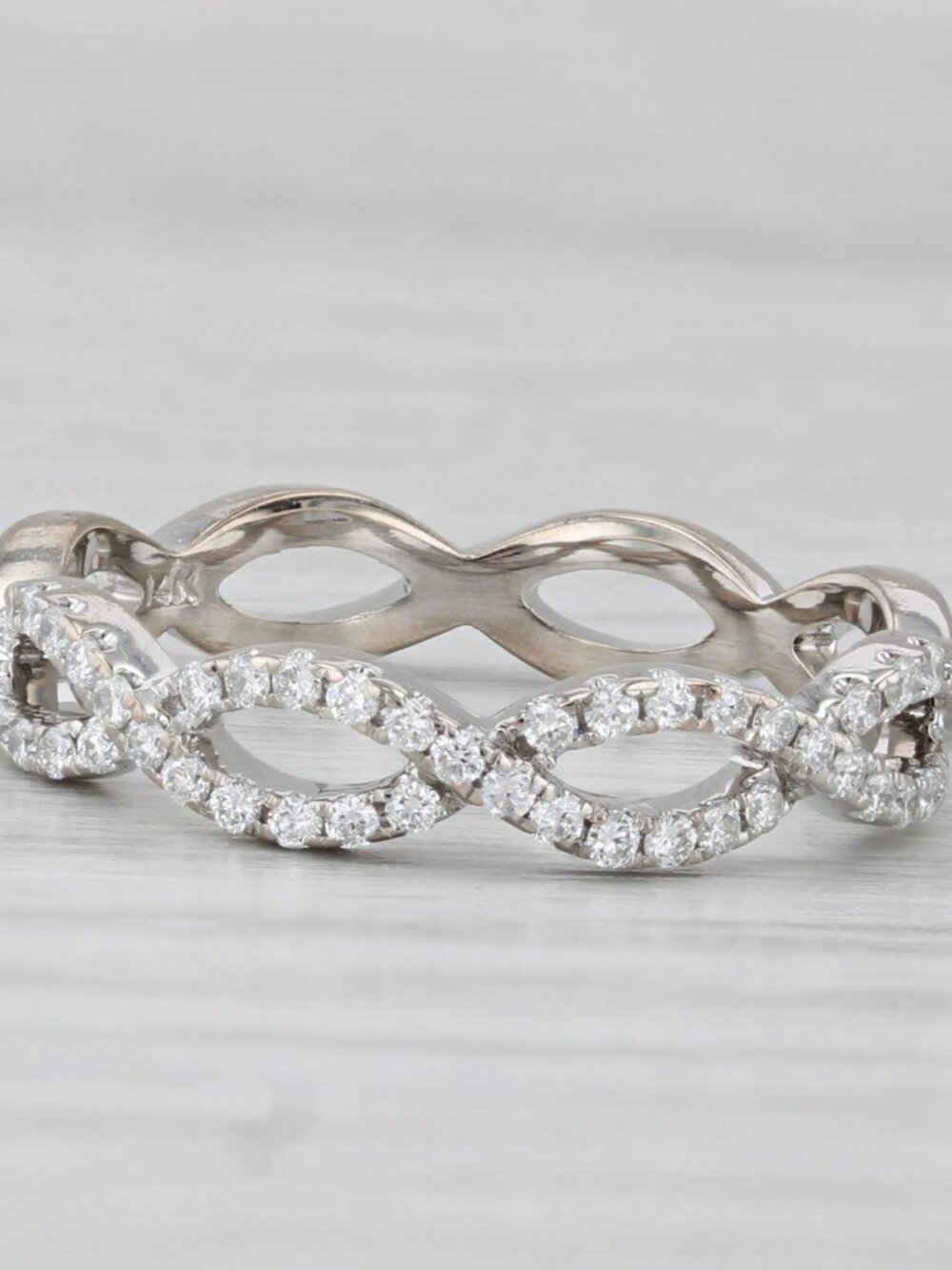 0.23ctw Woven Diamond Ring 14k White Gold Stackable Wedding Band Size 7